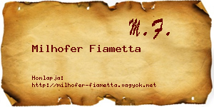 Milhofer Fiametta névjegykártya